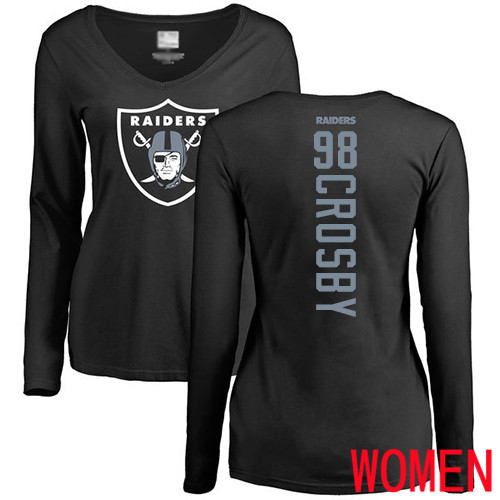 Oakland Raiders Black Women Maxx Crosby Backer NFL Football #98 Long Sleeve T Shirt